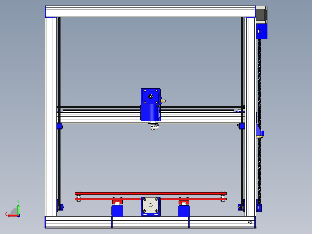 三轴铝型材框架打印机3d图 步进电机驱动智能三维打印机3d模型后视图