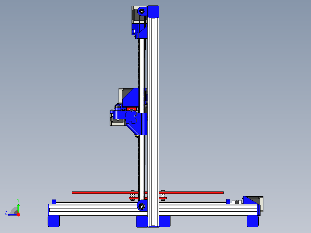 三轴铝型材框架打印机3d图 步进电机驱动智能三维打印机3d模型右视图