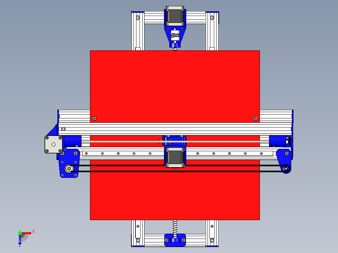 三轴铝型材框架打印机3d图 步进电机驱动智能三维打印机3d模型俯视图