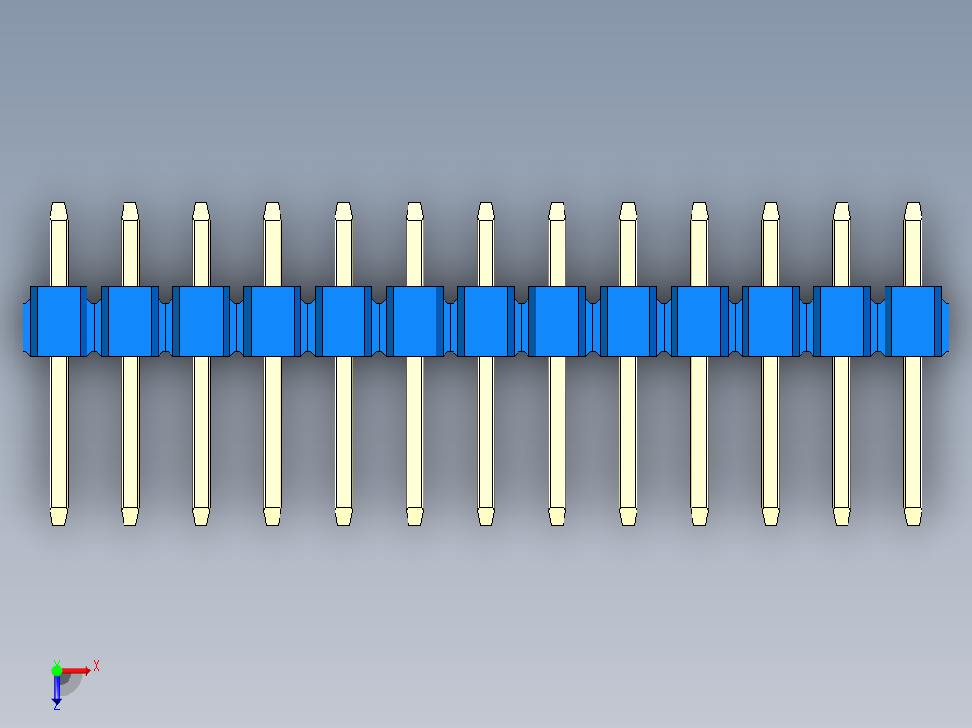 彩色公头100mil（2.54mm）系列-DS1021_blue_3x13p_100mil_Type1_rev1.0俯视图