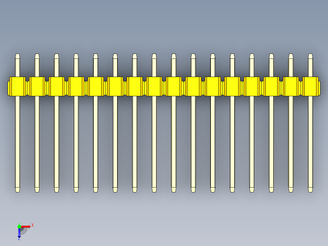 彩色公头100mil（2.54mm）系列-DS1021_yellow_2x16p_100mil_Type5_rev1.0俯视图