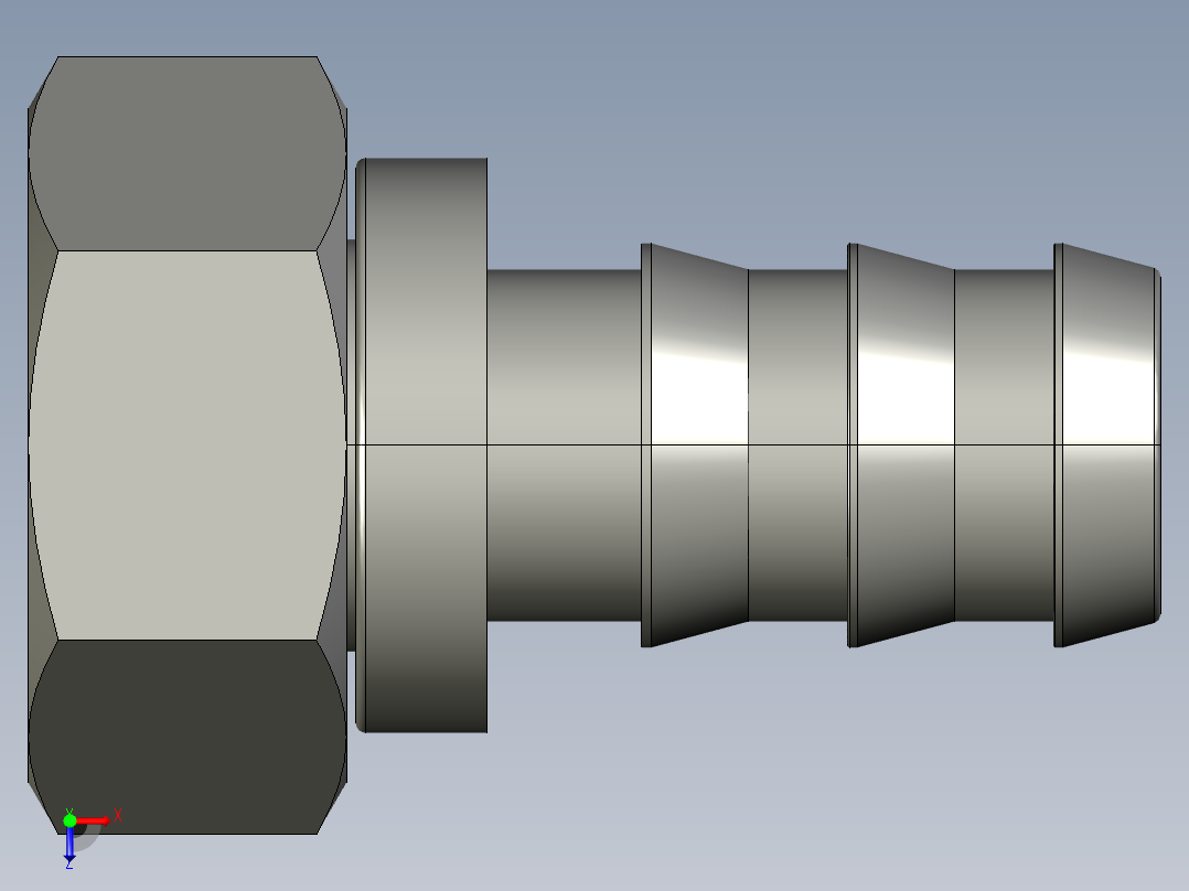 软管与硬管连接用工业通用接头0132_22_69俯视图