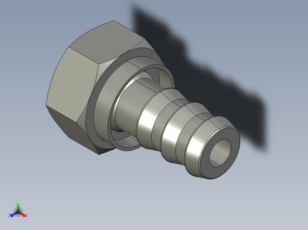 软管与硬管连接用工业通用接头0132_22_69正等轴测图
