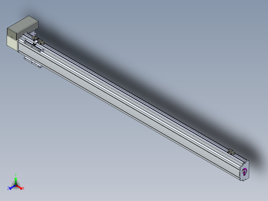 同步带滑台-半封闭B10H-L45-S1300-RD-P40-D3正等轴测图