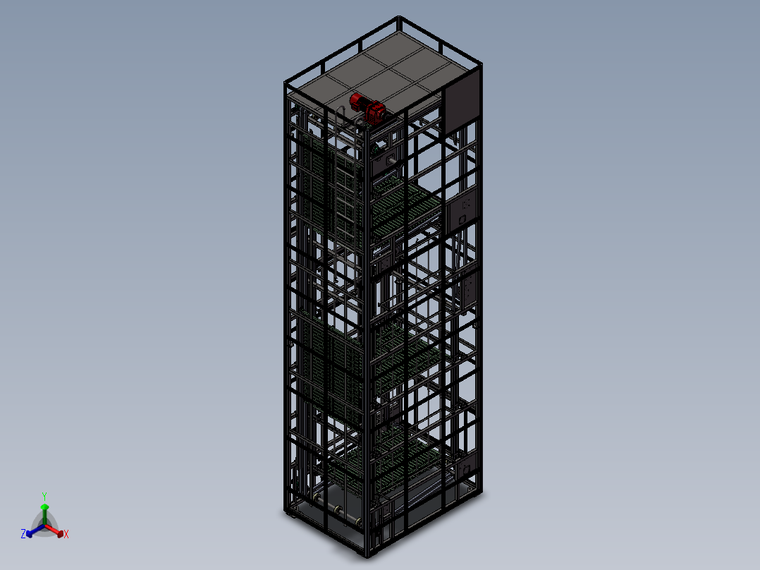 C型连续式升降机 3D图纸 机械设计自动化3D模型step格式文件主视图