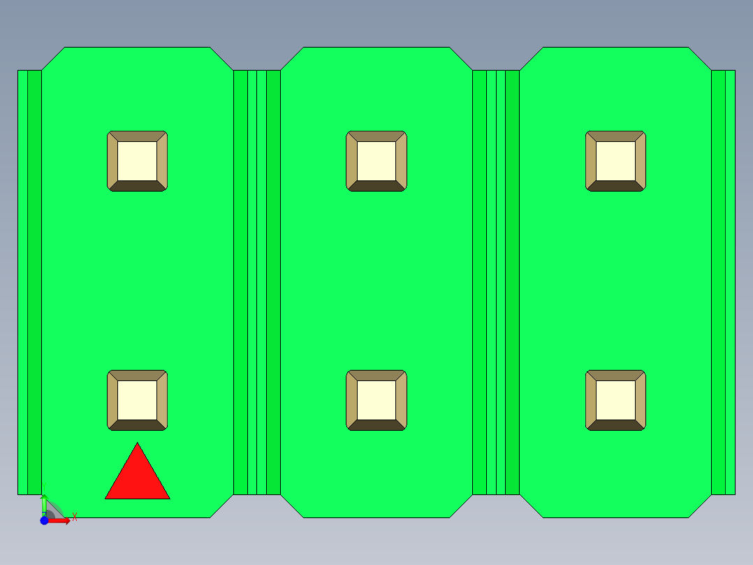 彩色公头100mil（2.54mm）系列-DS1021_green_2x03p_100mil_Type1_rev1.0前视图