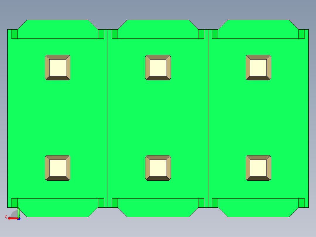 彩色公头100mil（2.54mm）系列-DS1021_green_2x03p_100mil_Type1_rev1.0后视图