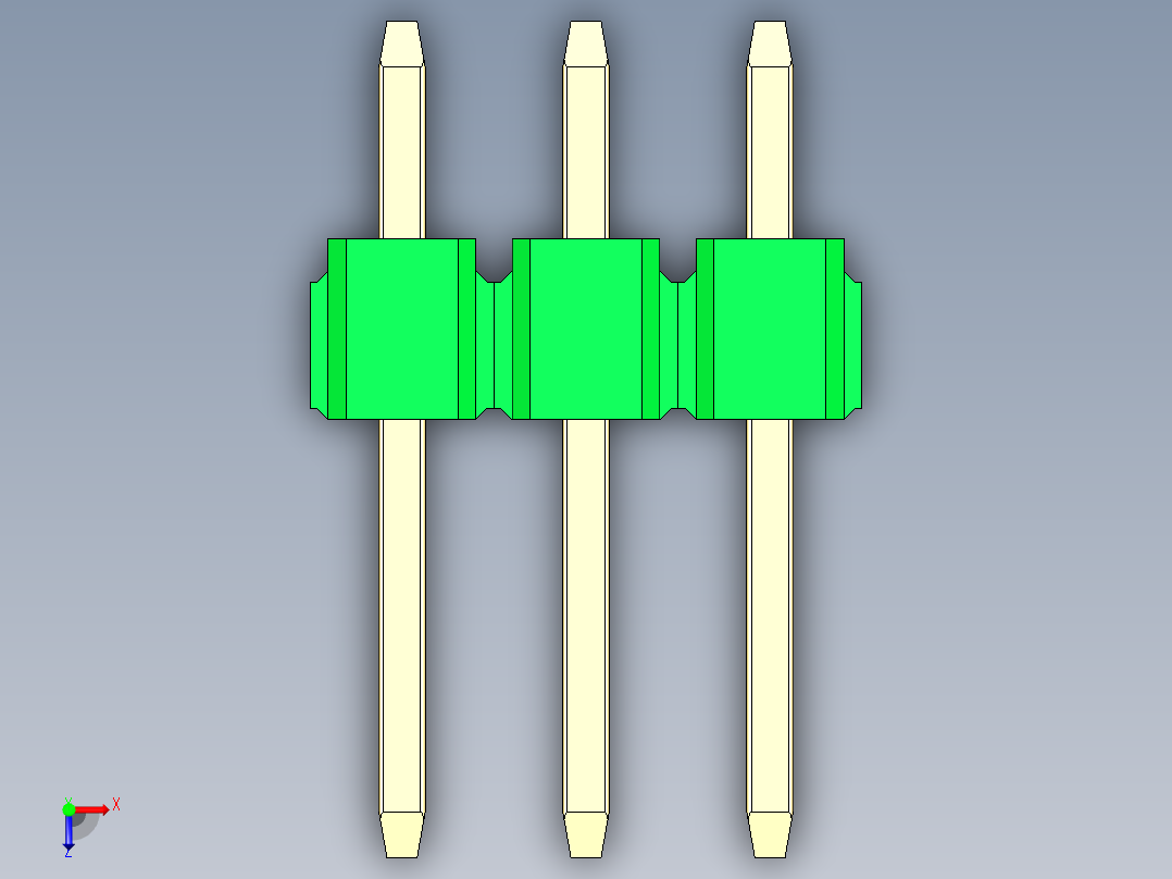 彩色公头100mil（2.54mm）系列-DS1021_green_2x03p_100mil_Type1_rev1.0俯视图