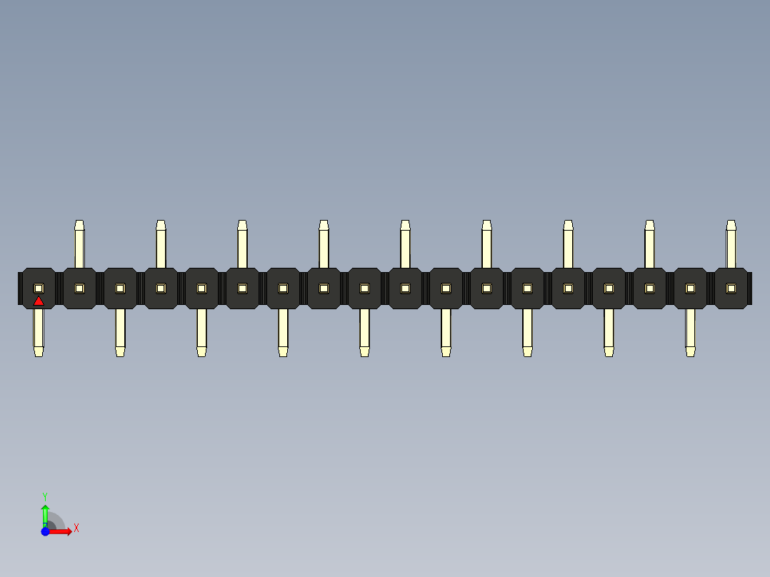 彩色公排针 100mil 2.54mm 系列-DS1022_black_18p_100mil_Type_SMT_R2_rev1.0前视图