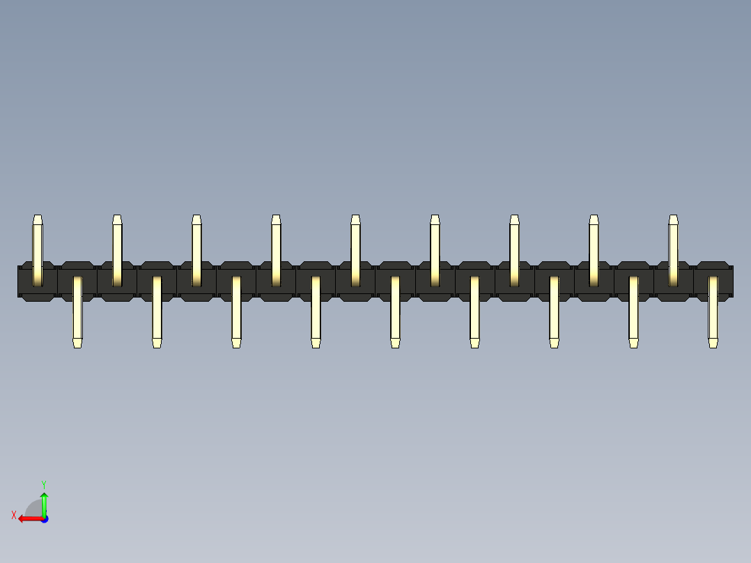 彩色公排针 100mil 2.54mm 系列-DS1022_black_18p_100mil_Type_SMT_R2_rev1.0后视图