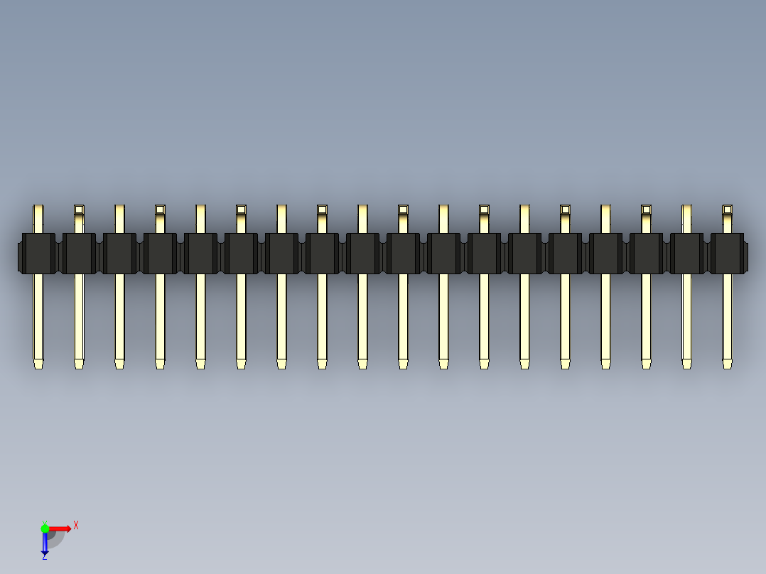 彩色公排针 100mil 2.54mm 系列-DS1022_black_18p_100mil_Type_SMT_R2_rev1.0俯视图