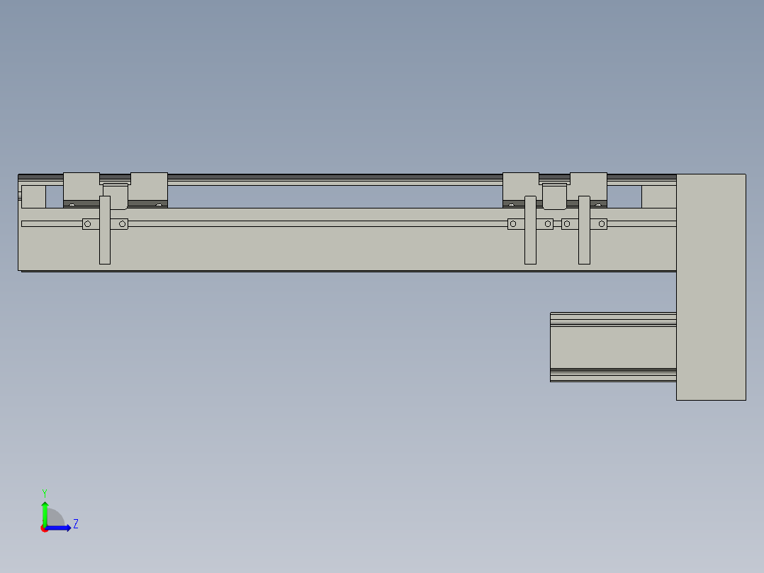 直线模组LHA6-S250-D-100W(16丝杆)设计图纸左视图