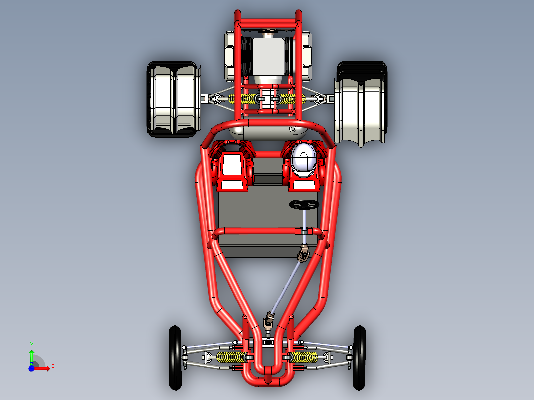 越野钢管车架3D图纸 STP格式前视图