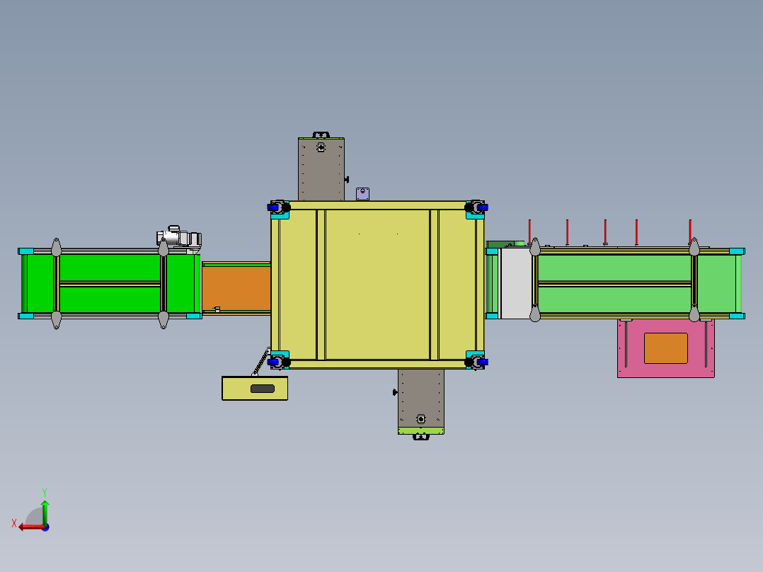 礼盒在线自动贴标机(扫码_双面贴标_出料机) 3D模型(SolidWorks设计,提供step(stp)_x_t文件)后视图