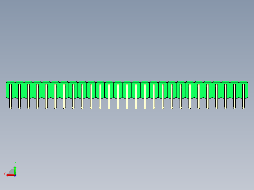 彩色公排针 100mil 2.54mm 系列-DS1022_green_2x27p_100mil_TypeD_rev1.0后视图
