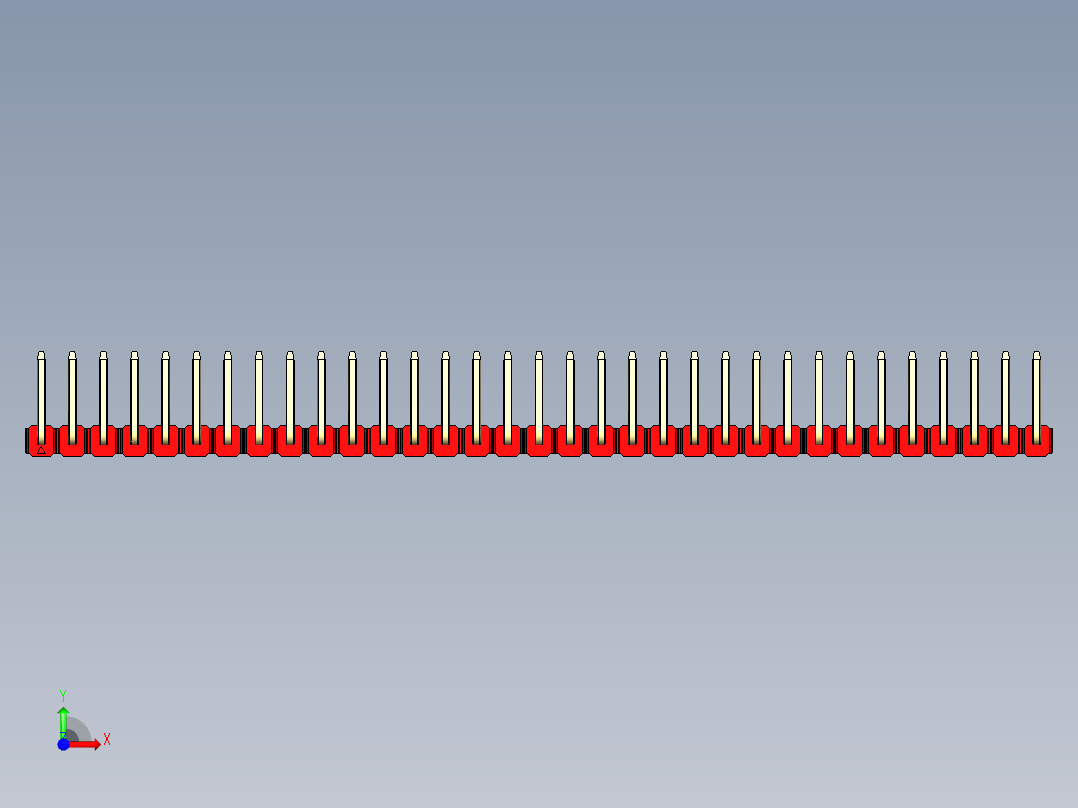 彩色公排针 100mil 2.54mm 系列-DS1022_red_33p_100mil_TypeU_rev1.0前视图