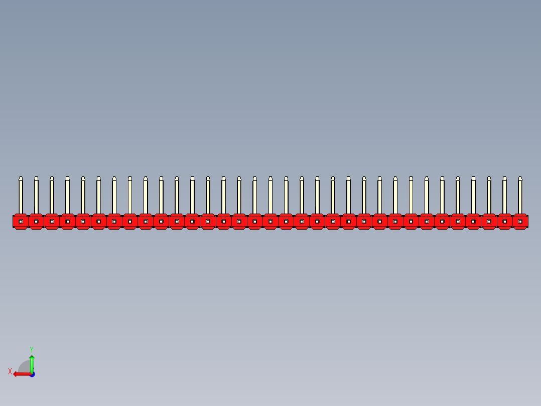 彩色公排针 100mil 2.54mm 系列-DS1022_red_33p_100mil_TypeU_rev1.0后视图