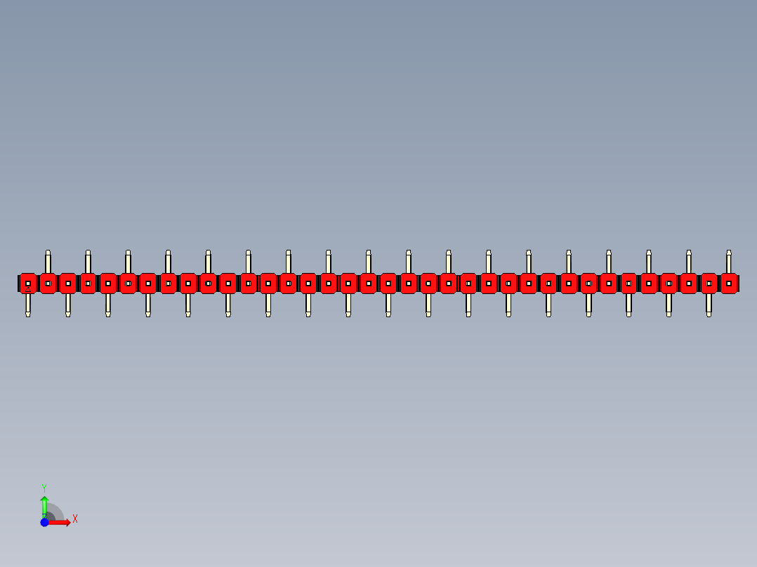 彩色公排针 100mil 2.54mm 系列-DS1022_red_36p_100mil_Type_SMT_R2_rev1.0前视图
