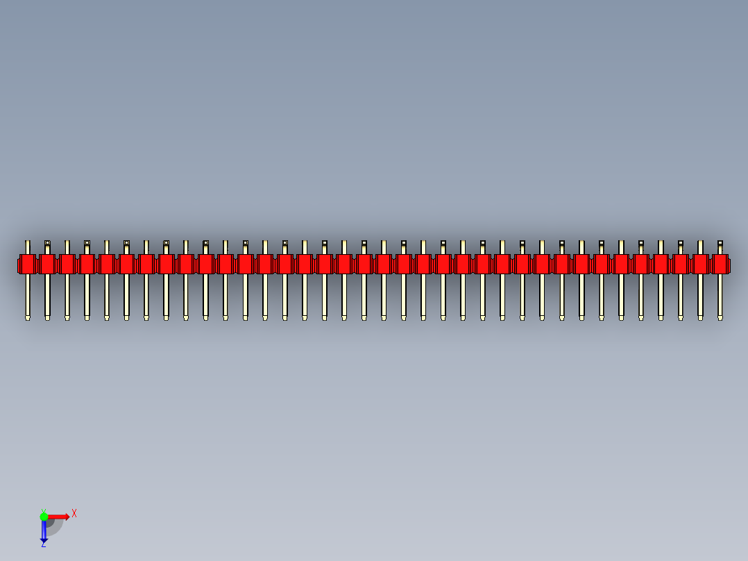 彩色公排针 100mil 2.54mm 系列-DS1022_red_36p_100mil_Type_SMT_R2_rev1.0俯视图