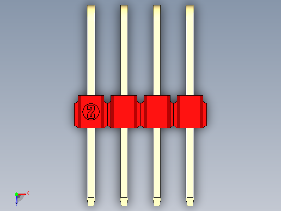 彩色公排针 100mil 2.54mm 系列-DS1022_red_3x04p_100mil_TypeD_rev1.0俯视图