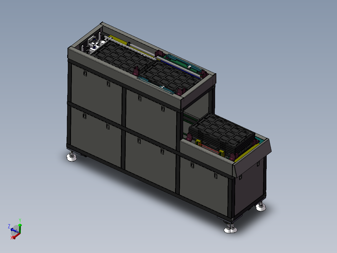 3c产品tray盘循环供料收料设备SW模型