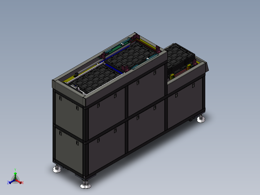 3c产品tray盘循环供料收料设备SW模型正等轴测图