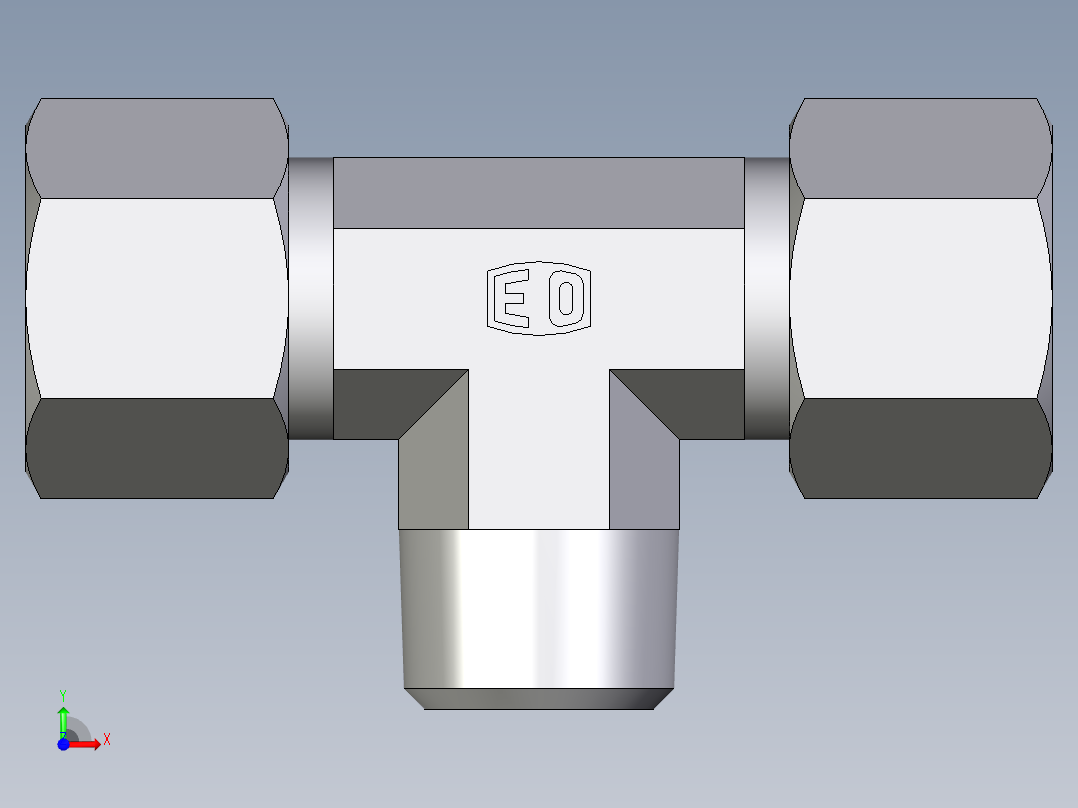 卡套式工业通用硬管接头EO_Male_stud_run_tee_TE14SRCF前视图