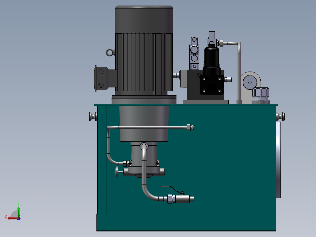 一种单作用液压站三维模型后视图