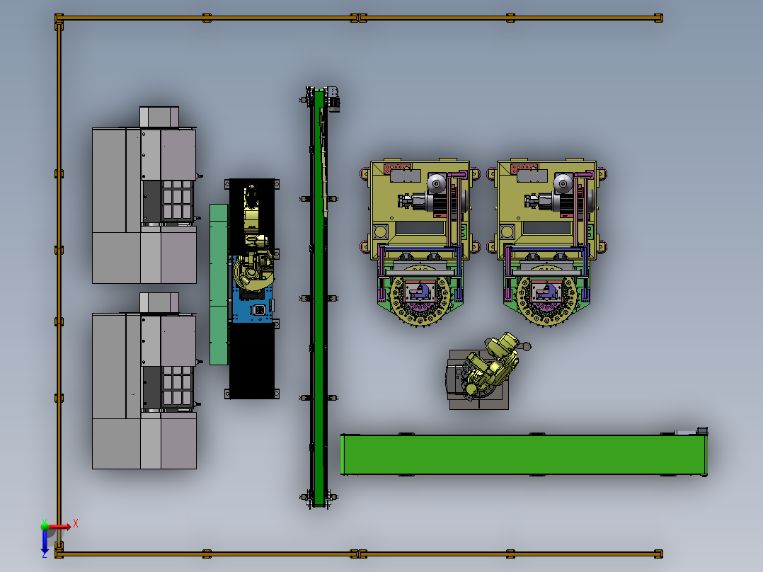 电机轴加工装配线sw20俯视图