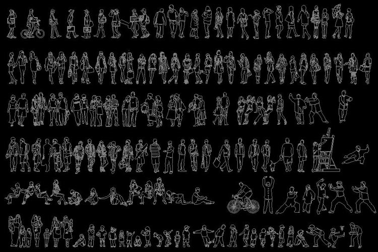 CAD图形库鱼鸟动物人物卡通图块1501款