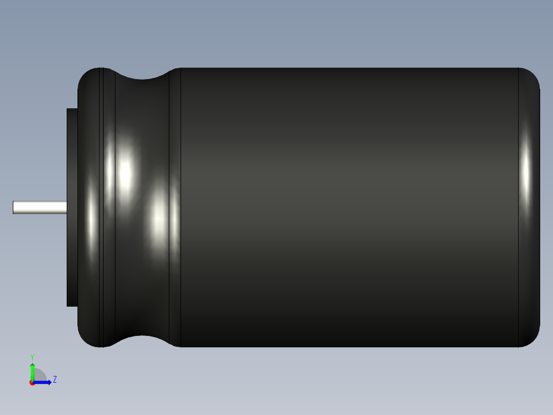 无源元件封装-CAP_RAD_D12.5x20_POL_BK左视图