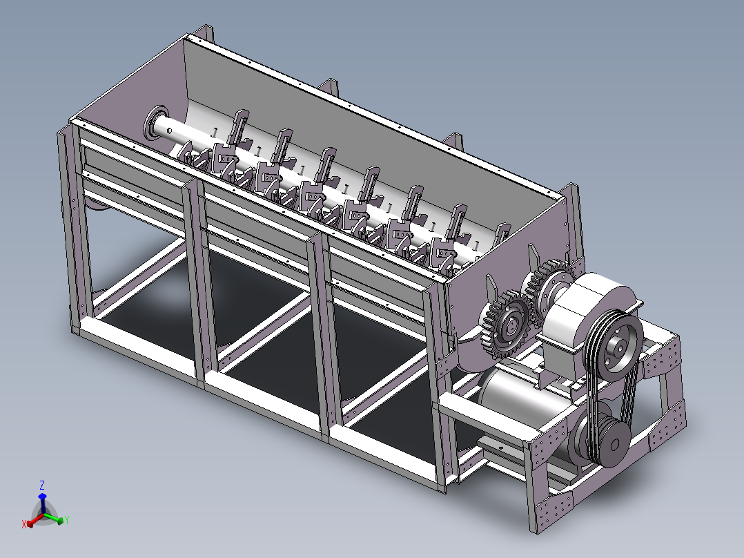 卧式干料饲料搅拌机设计【含三维图】