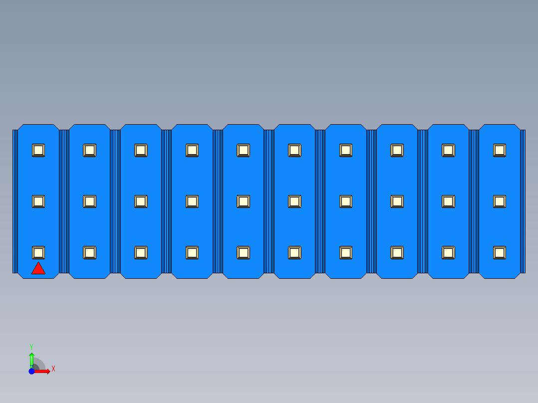 彩色公头100mil（2.54mm）系列-DS1021_blue_3x10p_100mil_Type19_rev1.0前视图
