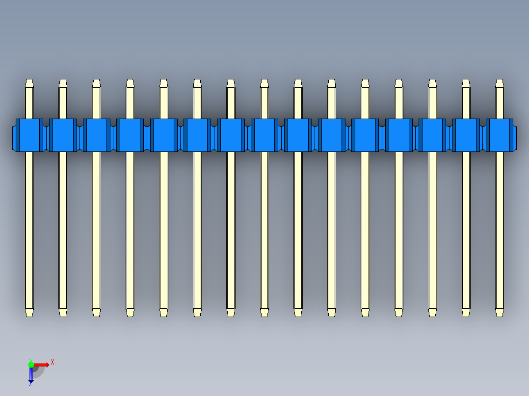 彩色公头100mil（2.54mm）系列-DS1021_blue_3x15p_100mil_Type5_rev1.0俯视图