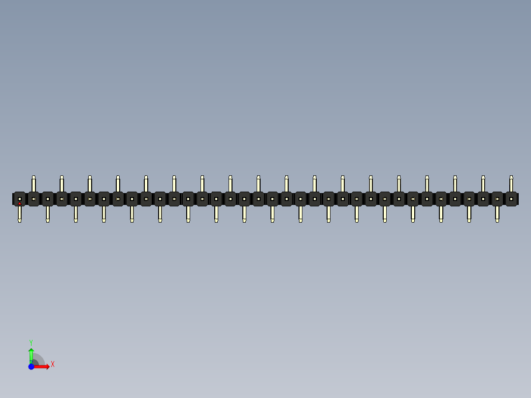 彩色公排针 100mil 2.54mm 系列-DS1022_black_36p_100mil_Type_SMT_R2_rev1.0前视图