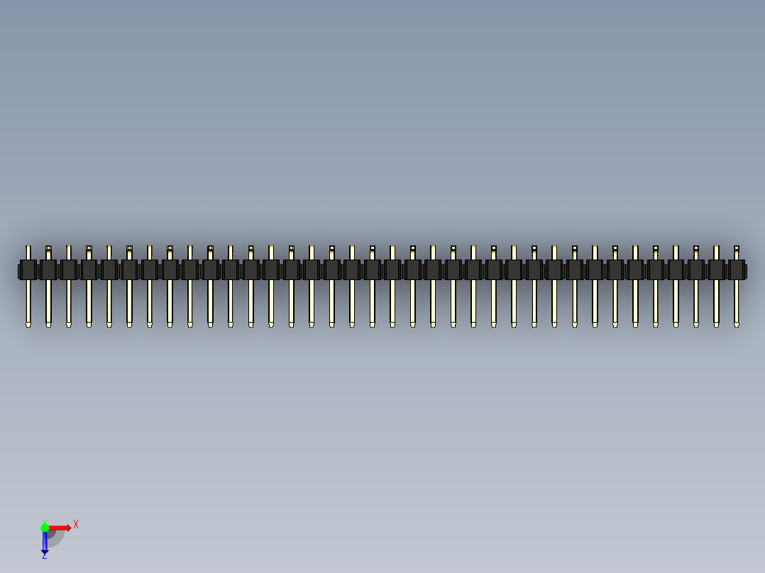 彩色公排针 100mil 2.54mm 系列-DS1022_black_36p_100mil_Type_SMT_R2_rev1.0俯视图