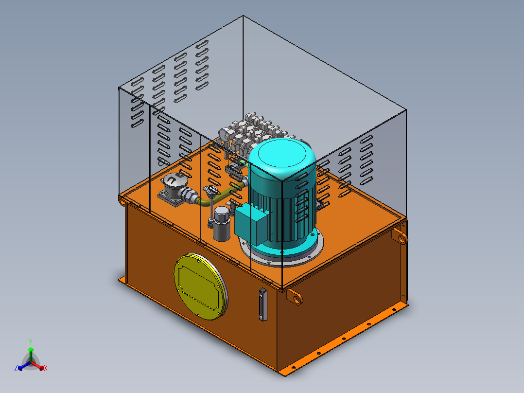 斗提液压站正等轴测图