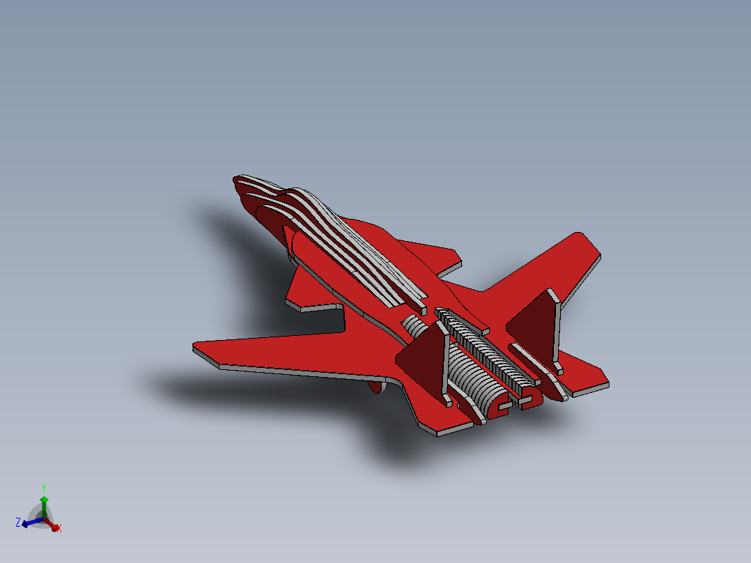 激光下料拼图战机AutoCAD, Parasolid, SOLIDWORKS 2016, STEP _ IGES