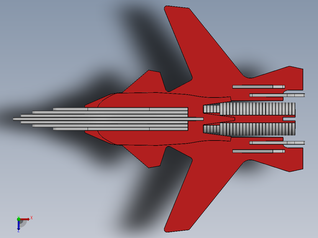 激光下料拼图战机AutoCAD, Parasolid, SOLIDWORKS 2016, STEP _ IGES俯视图