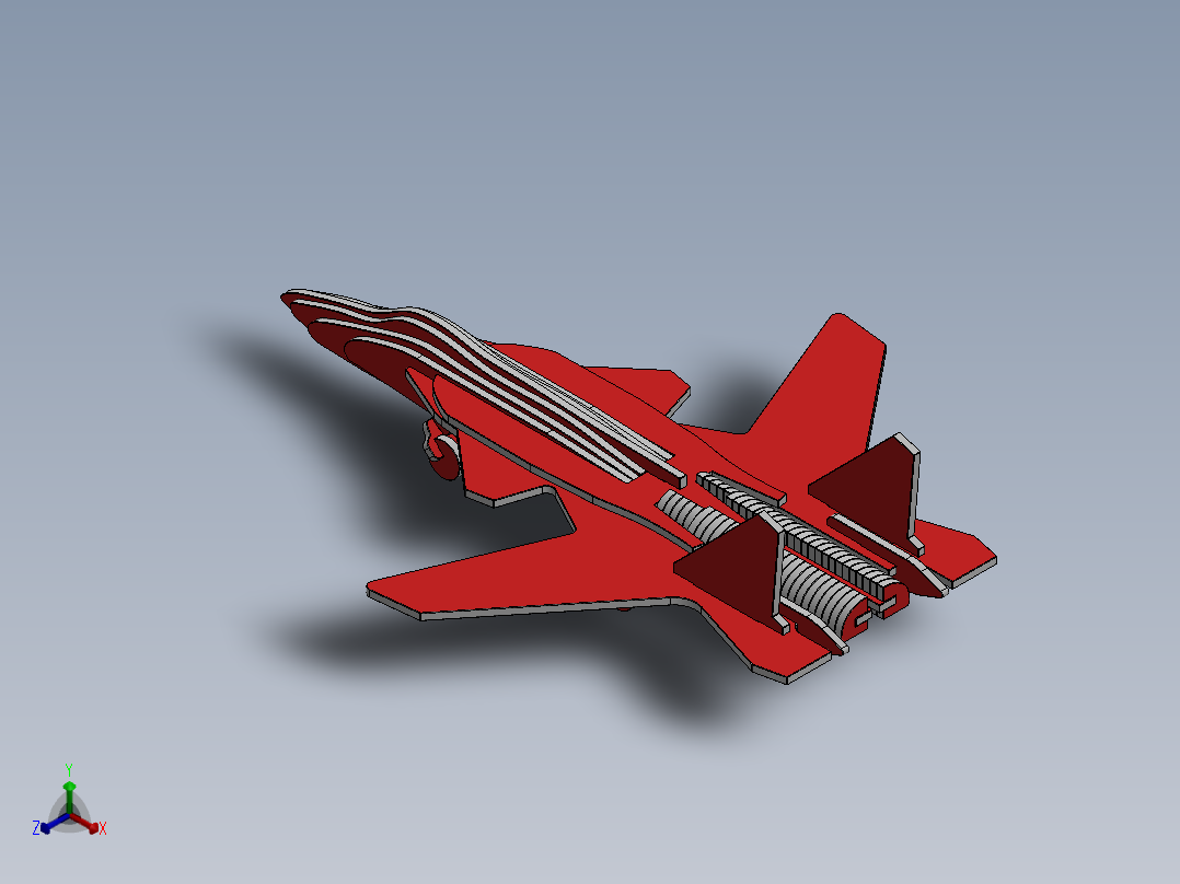 激光下料拼图战机AutoCAD, Parasolid, SOLIDWORKS 2016, STEP _ IGES正等轴测图