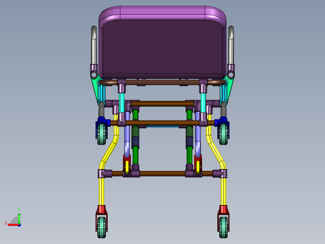 自动上车担架伤员救护担架车后视图