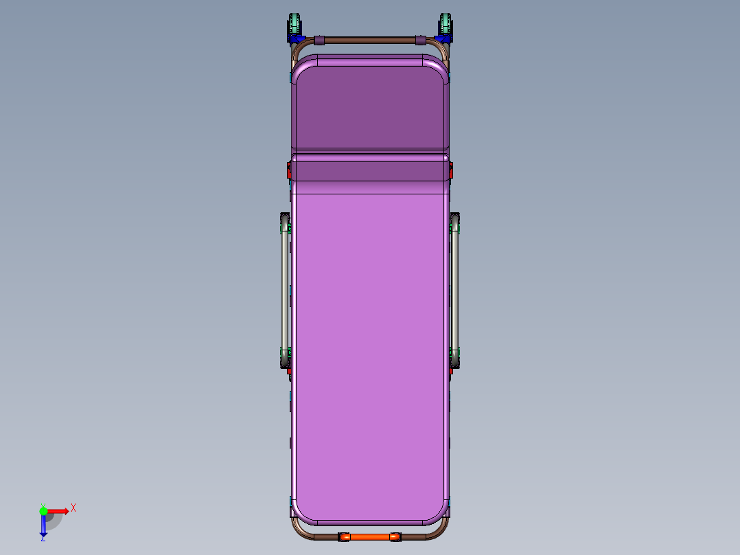 自动上车担架伤员救护担架车俯视图