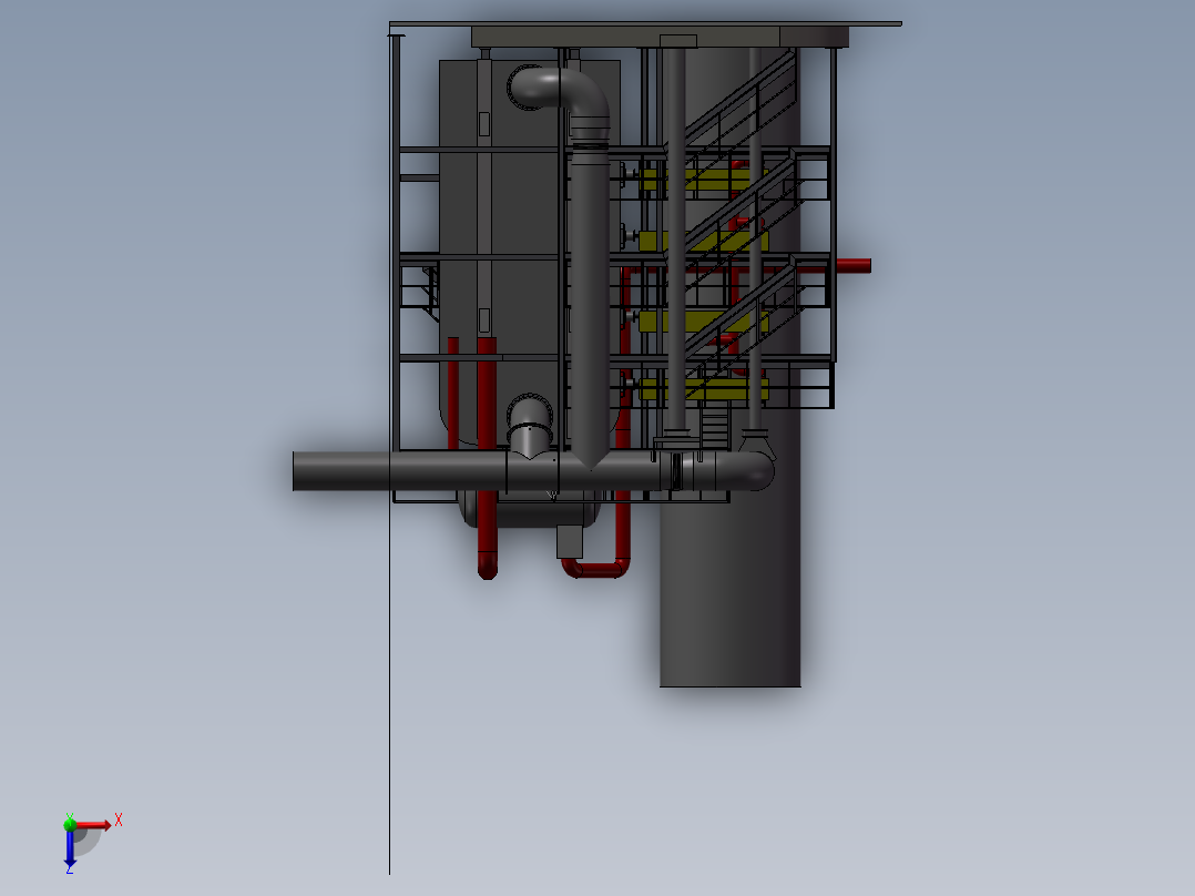 大型锅炉钢结构 自动化设备3D图纸3D模型俯视图