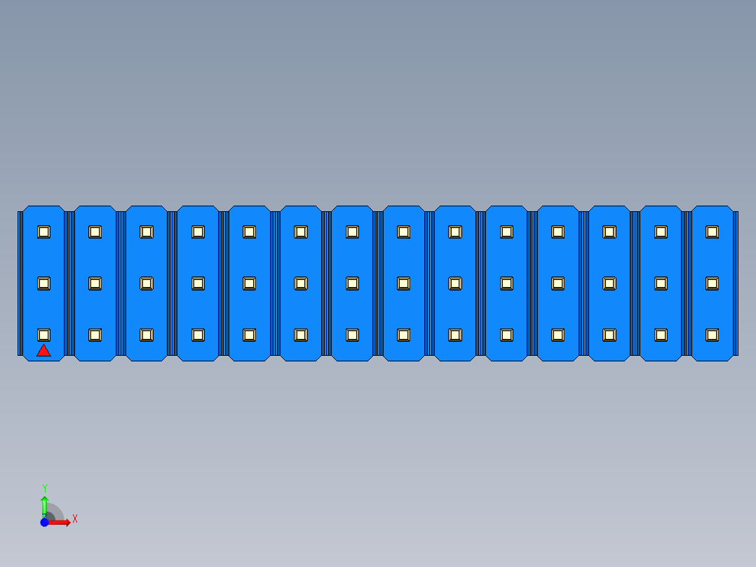 彩色公头100mil（2.54mm）系列-DS1021_blue_3x14p_100mil_Type1_rev1.0前视图