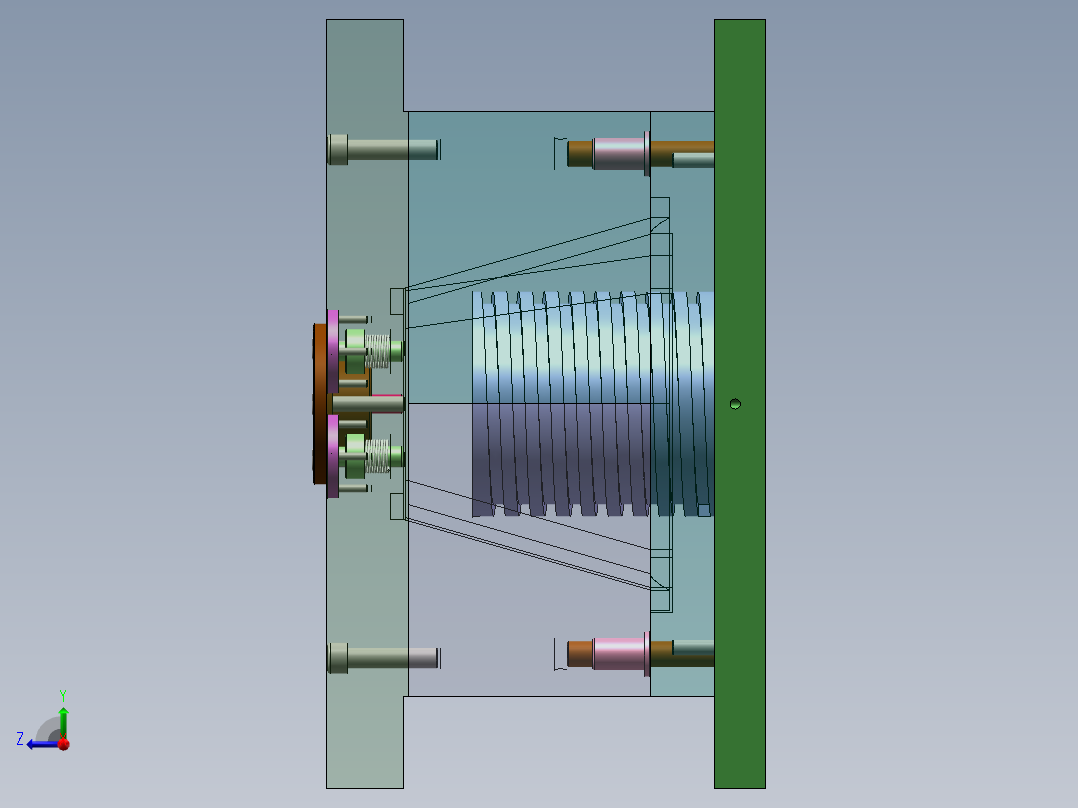 Q255-提篮注塑模具设计【三维SolidWorks】右视图