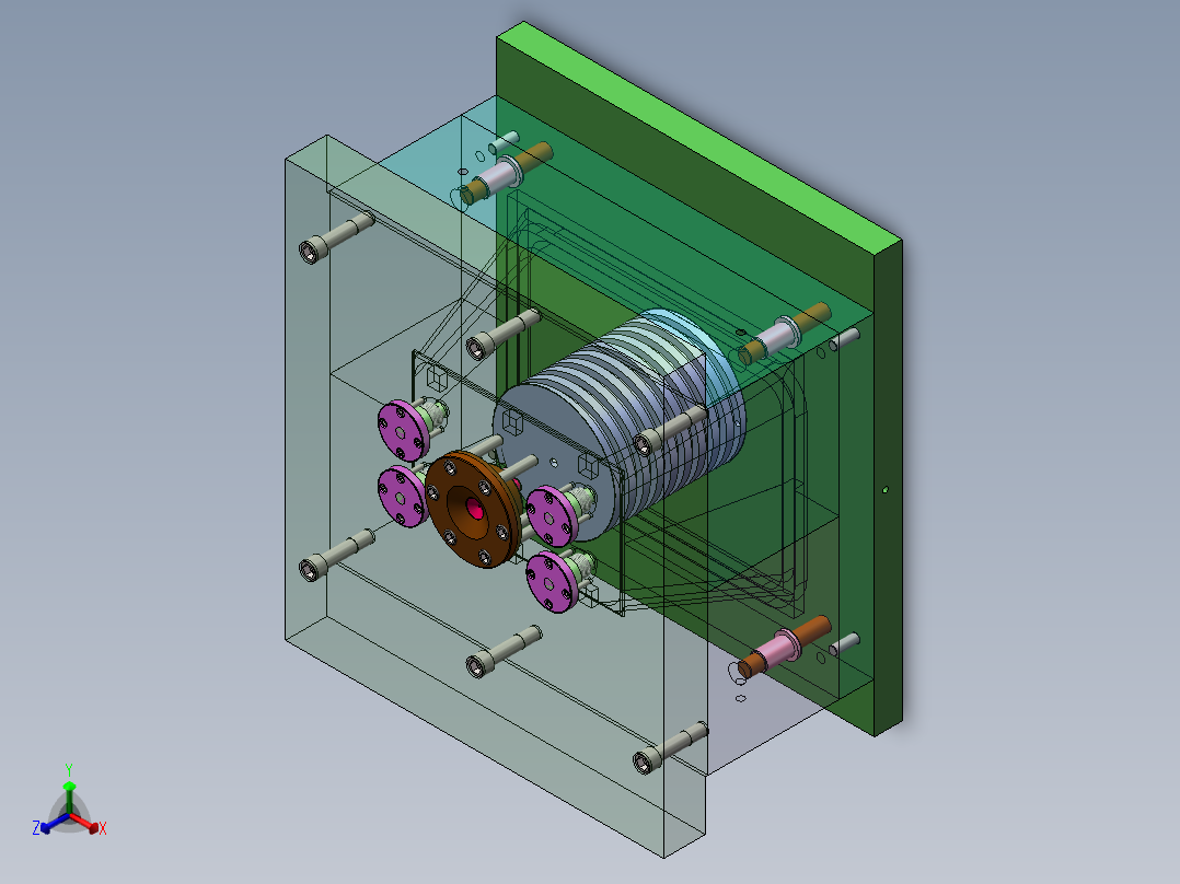 Q255-提篮注塑模具设计【三维SolidWorks】正等轴测图
