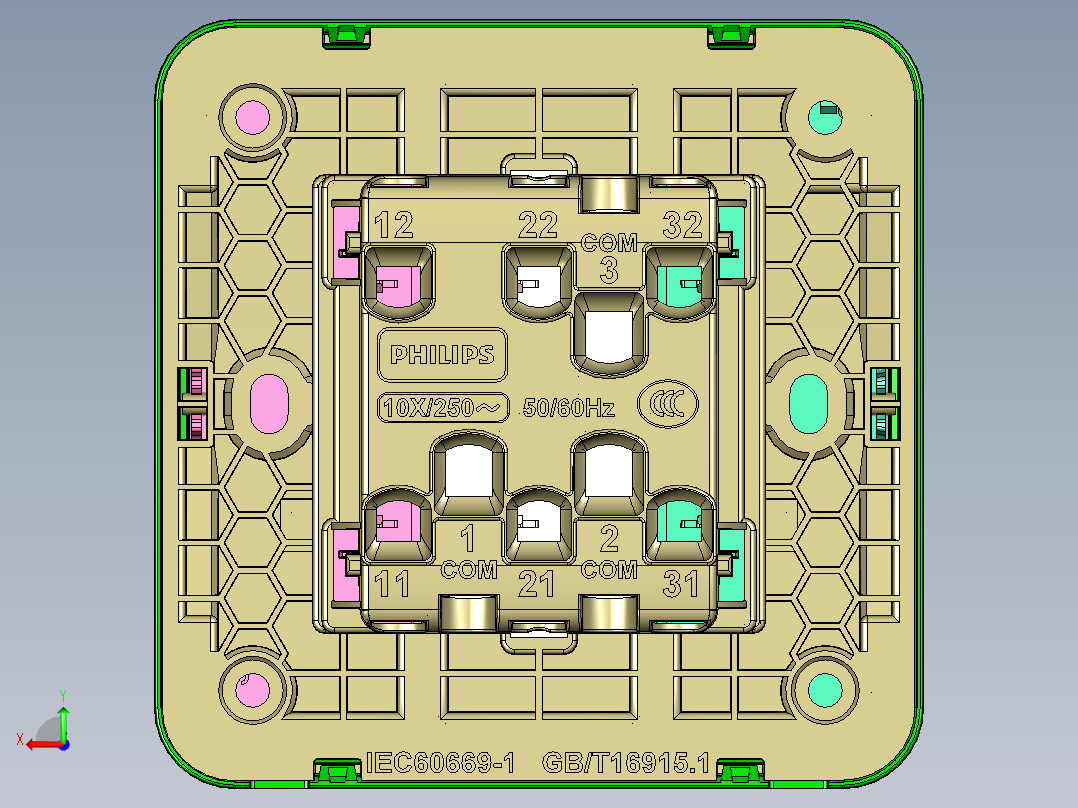飞利浦-三开开关 STP后视图