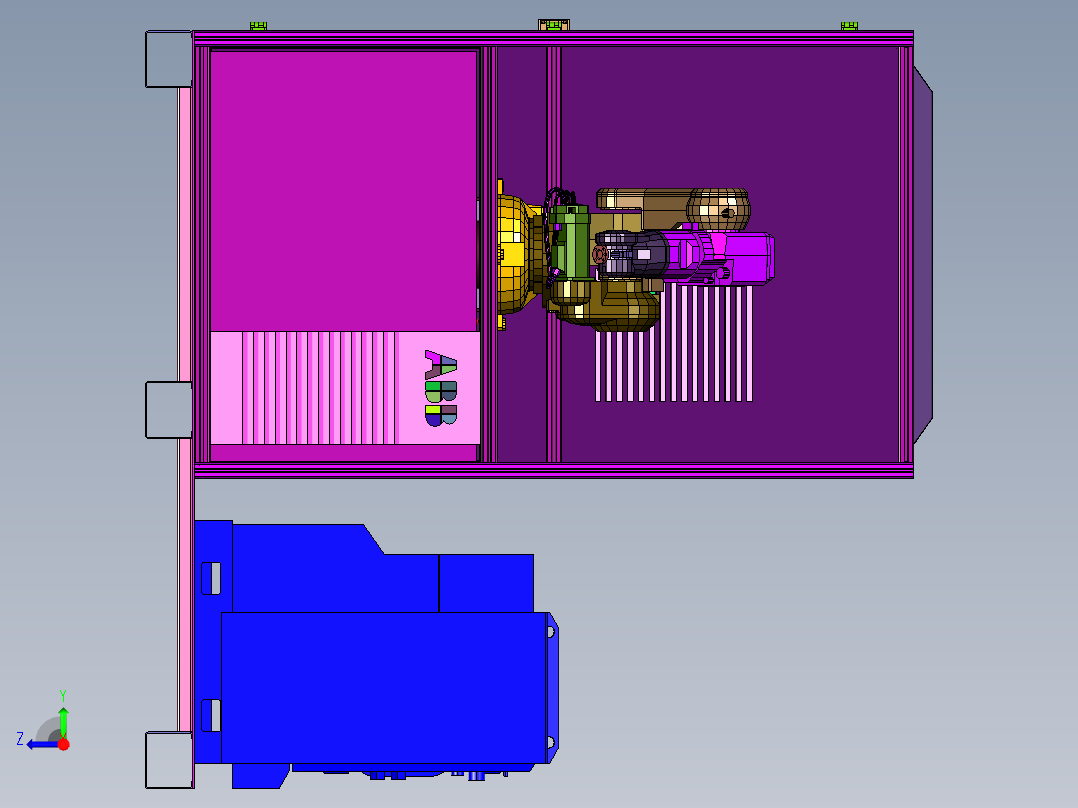 焊接机器人回转台工作站的布局右视图