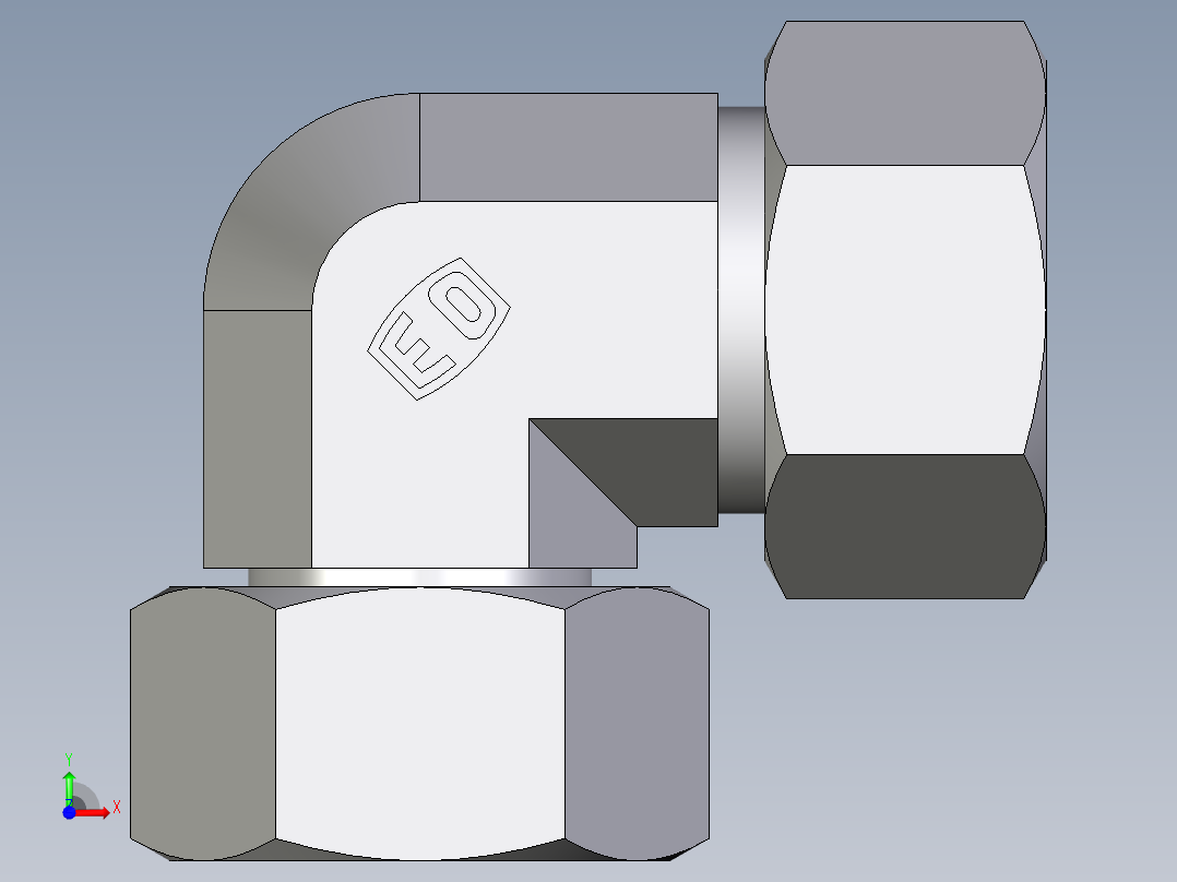 卡套式工业通用硬管接头EO_Swivel_nut_elbow_EW18ZLCF前视图
