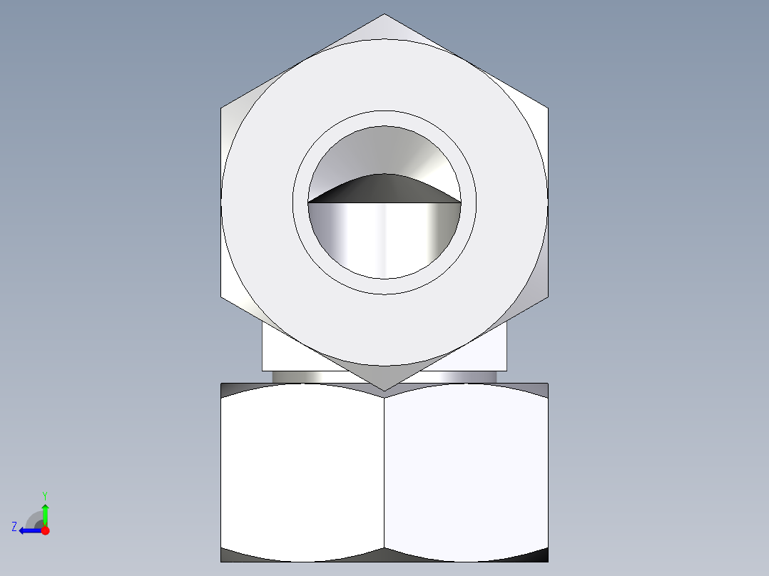 卡套式工业通用硬管接头EO_Swivel_nut_elbow_EW18ZLCF右视图